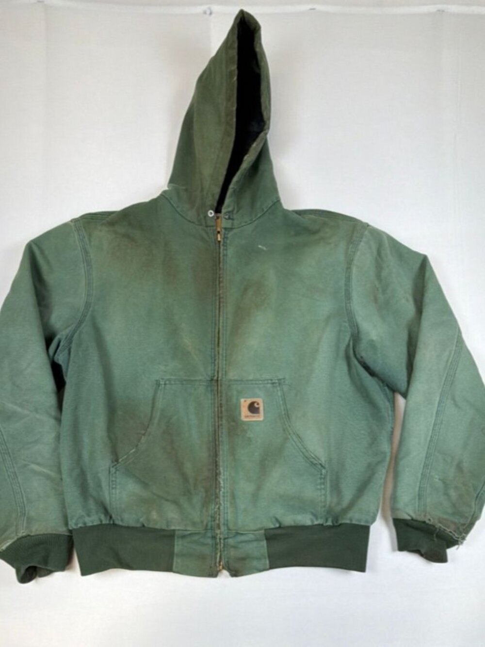 Vintage Carhartt J06 HTG Hunter Green Thermal Lined Active Jacket XL Thrashed
